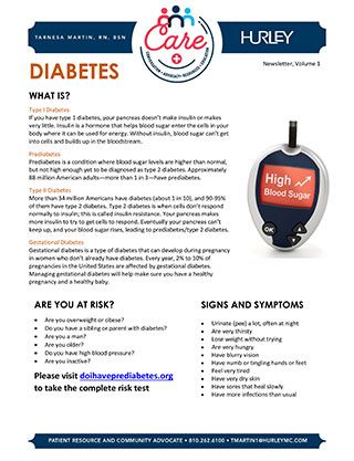 Hurley Care Newsletter - Diabetes (Vol. 1)